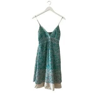 Estam V- Neck Adjustable  Bohemian Festival Spaghetti Straps Floral Dress #1000
